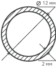 Труба нержавеющая 12х2х6000 мм.  AISI 304 (08Х18Н10) электросварная, круглая, матовая